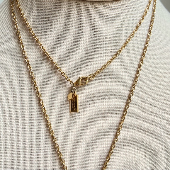 Kate Spade signed pendant necklace, green glass and faux turquoise in goldtone - Picture 7 of 8